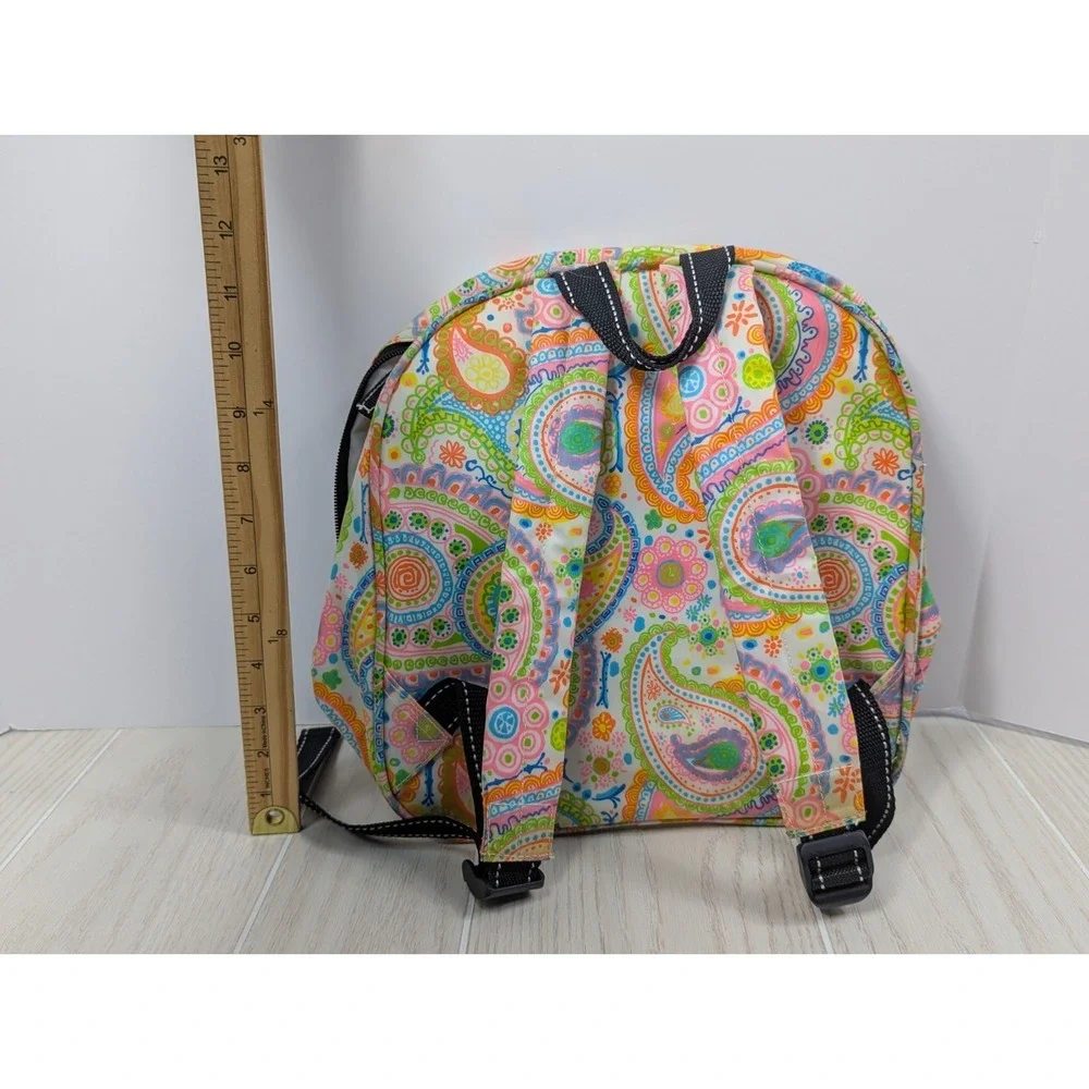 SCOUT women girls small backpack bag pink‎ green blue paisley vinyl 10x12